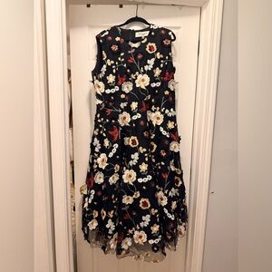 JessaKae Lilith Dress. Black with embroidered and appliqué florals